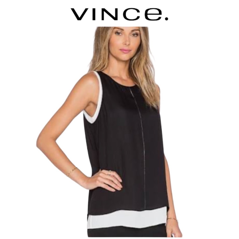 Vince Double Layer Silk Tank Top
